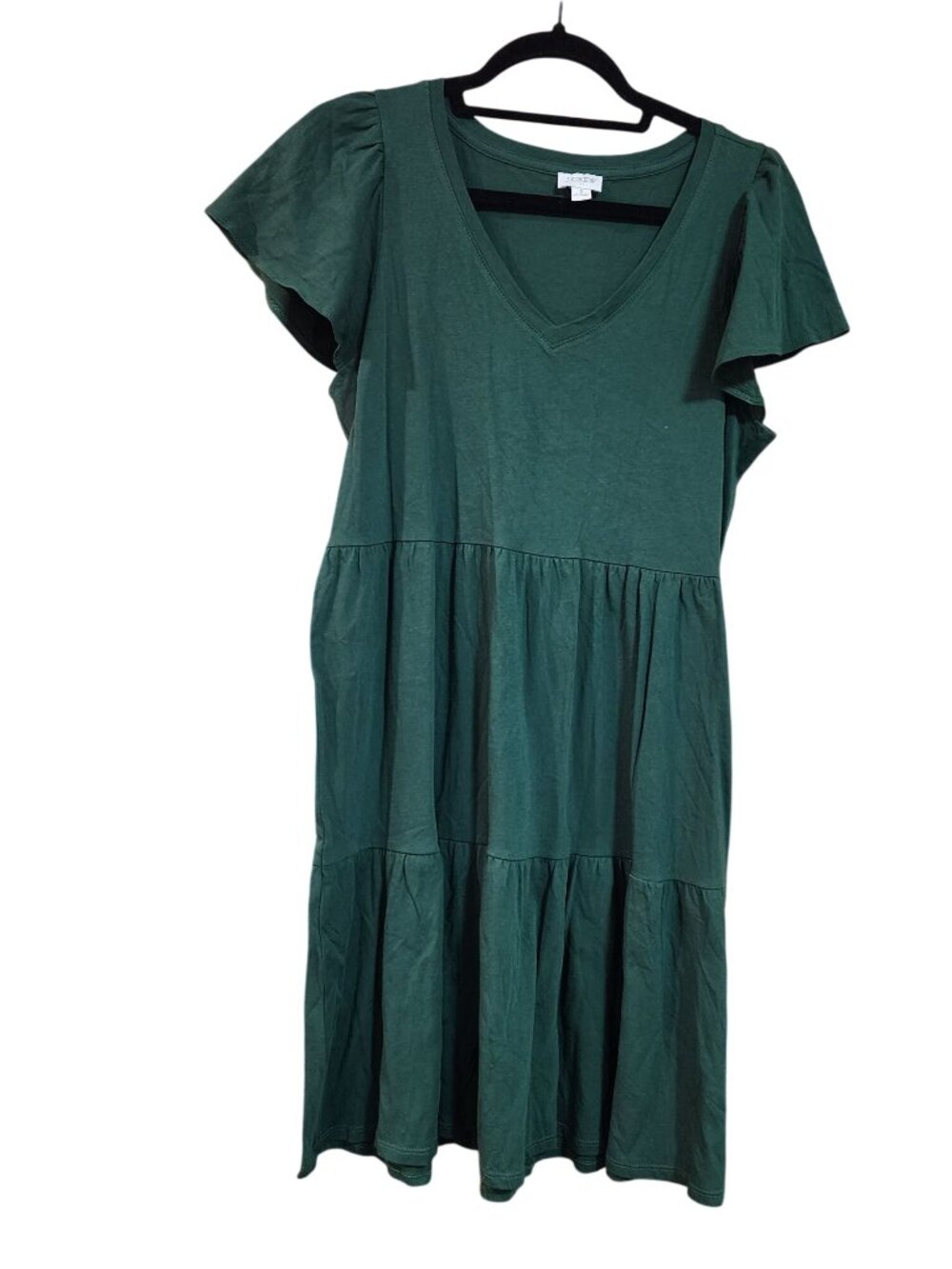 J.Crew tiered midi dress flutter sleeves V-neckline Womens Size S